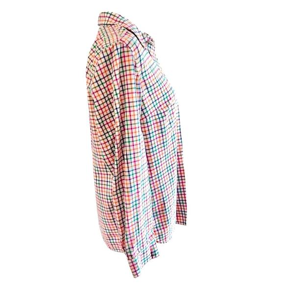 Talbots brushed cotton multicolor window pane plaid button up sz L - Picture 3 of 7